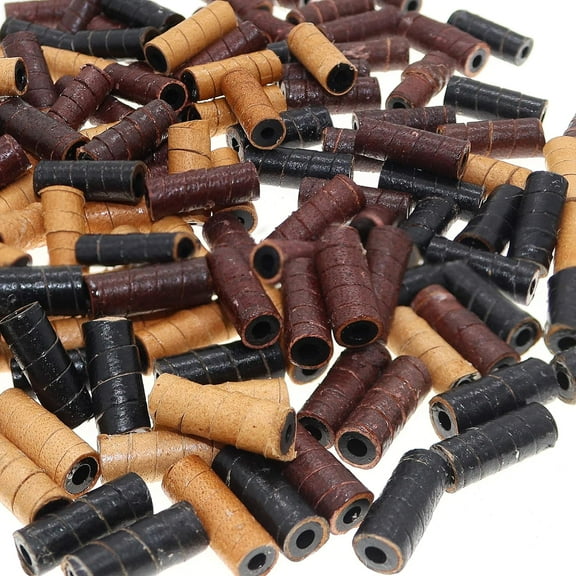 Fun-Weevz 150 PCs Leather Tube Beads for Jewelry Making for Adults, Black Brown Natural Colors