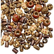Fun-Weevz 500 PCS Wooden Beads for Jewelry Making Adults, Painted Assorted African Beads, Craft Jewelry Wood Beads for Bracelets & Necklace, Large & Small Round Barrel Tubular