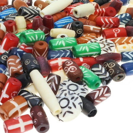 Fun Weevz Assorted Hand Carved Ox Bone Loose Beads, 120 Counts