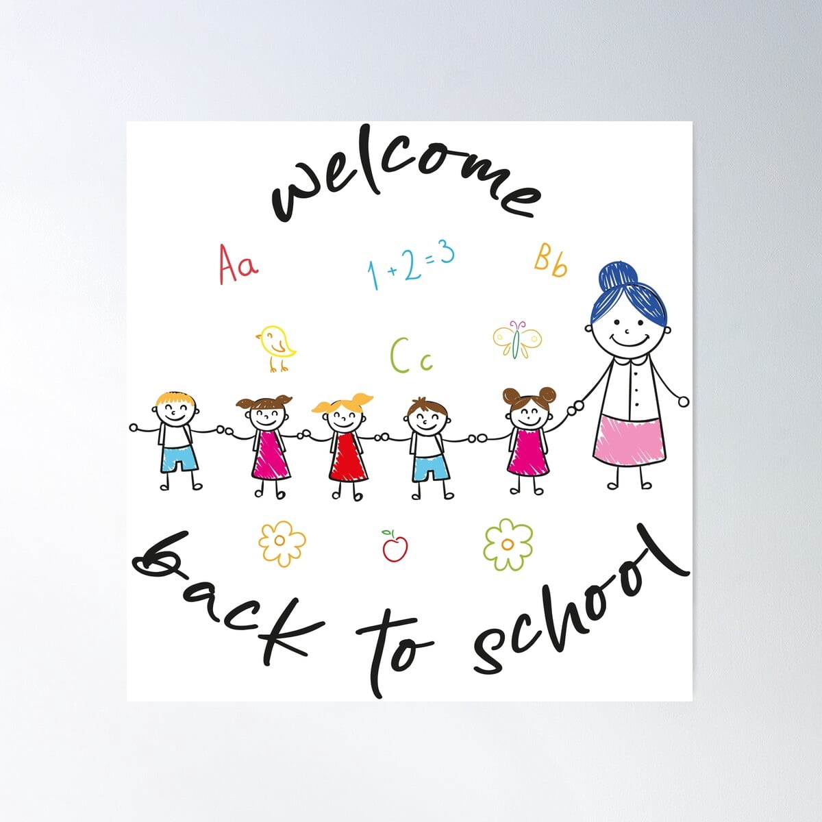Fun Welcome Back To School T-Shirt For Kids And Teachers Poster Wall ...