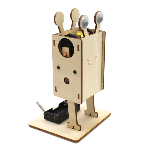 Fun Wooden Hand Crank Dancing Robot Learning Craft Toy for Physics Experiment