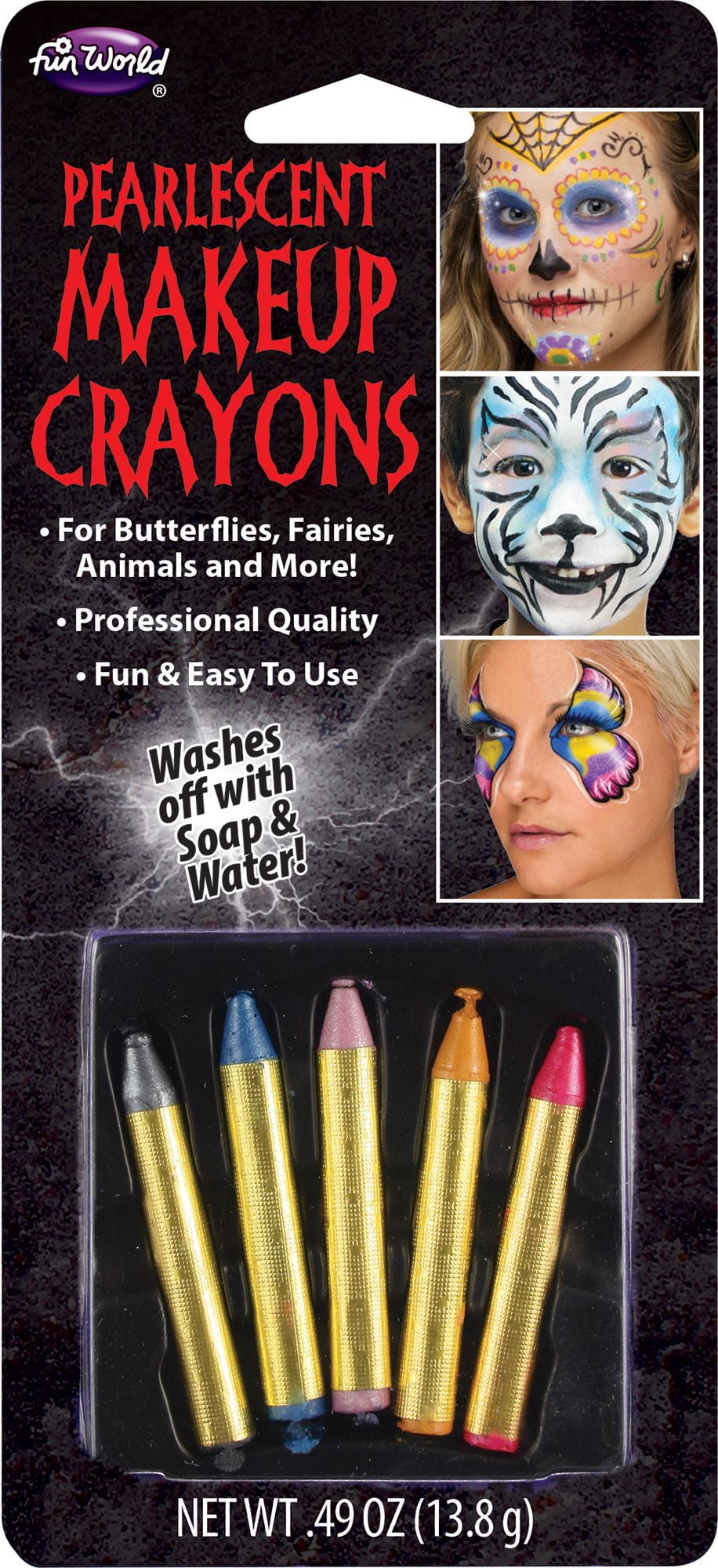 Fun World 5Ct Pearlescent Halloween Makeup Crayons