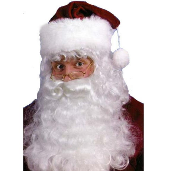 Fun World 8" White Santa Claus Beard Wig and Eyebrows Christmas Unisex Adult Costume Accessory - One