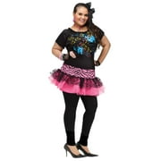 Fun World 80s Pop Diva Halloween Fancy-Dress Costume for Adult, Women's Plus Size