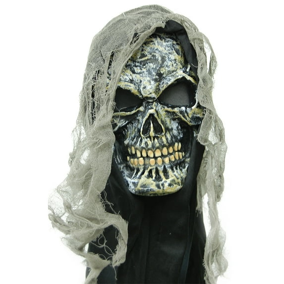 Fun World Adult Gauze Skull Crypt Creature Costume Mask - Size 13 in.