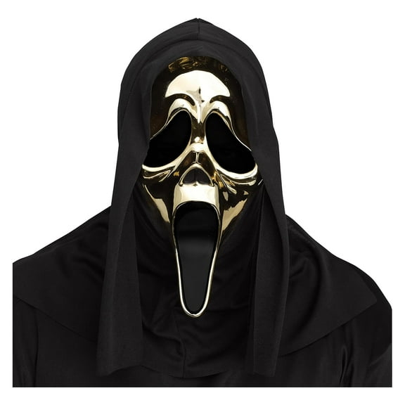 FunWorld Officially Licensed Ghost Face Gold Chrome Plated Mask Costume Accessory