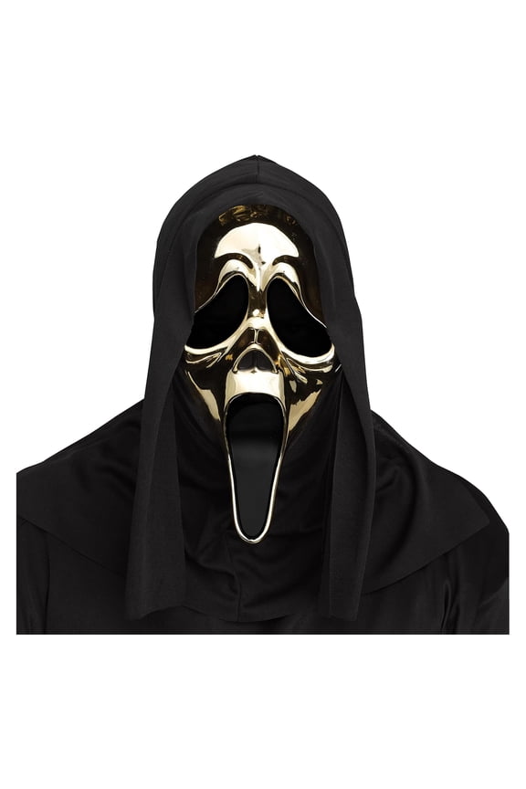 FunWorld Officially Licensed Ghost Face Gold Chrome Plated Mask Costume Accessory