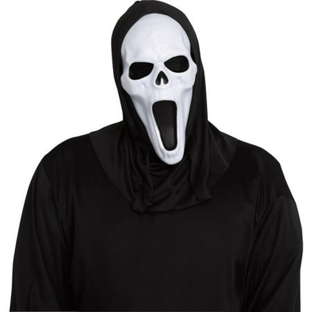 Fun World FW93546BK Adult Ghost Mask with Black Shroud