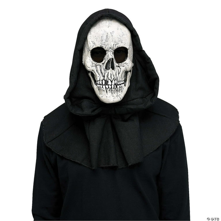 Fun World FW93555R Adult Reaper Horror Mask with Black Shroud