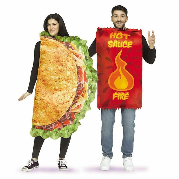 Fun World Adult Taco & Hot Sauce Couple's Costume - Size One Size Fits Most - Multicolored