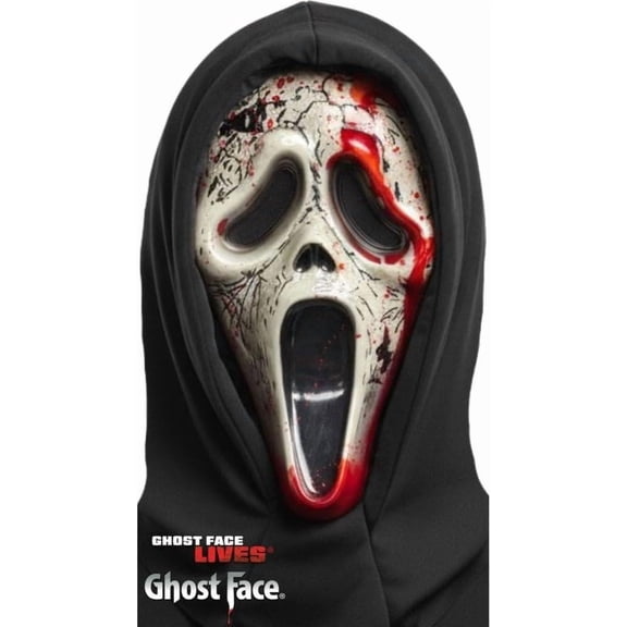 Fun World Aged Ghost Face Adult Bleeding Mask, One Size Fits Most, Black
