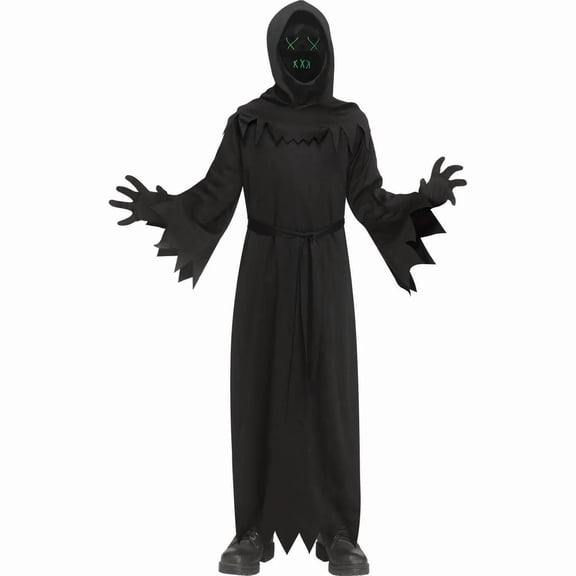 Fun World Boys' Electroluminescent Mask Phantom Robe Costume - Size 7-8 - Black