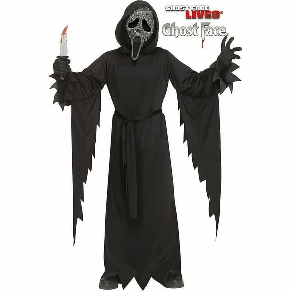 Fun World Boys' Ghostface Lives! Gray Mask with Robe Costume - Size 12-14 - Black