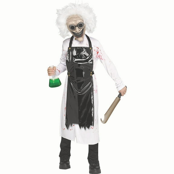 Fun World Boys' Mad Scientist Lab Coat & Apron Costume - Size Large - White