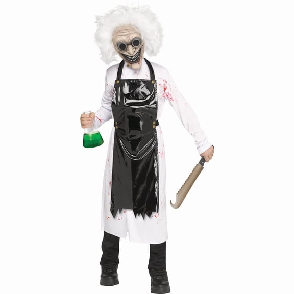 Fun World Boys' Mad Scientist Lab Coat & Apron Costume - Size Medium - White