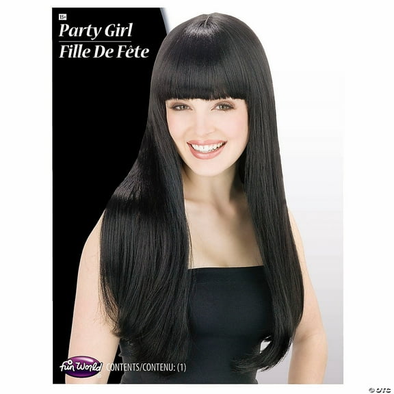 Fun World Cher Womens Pop Star Long Straight Black Wig, Standard