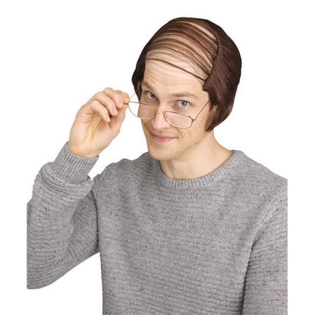 Fun World Comb Over Grandpa Old Man Balding Costume Wig, Brown, One Size