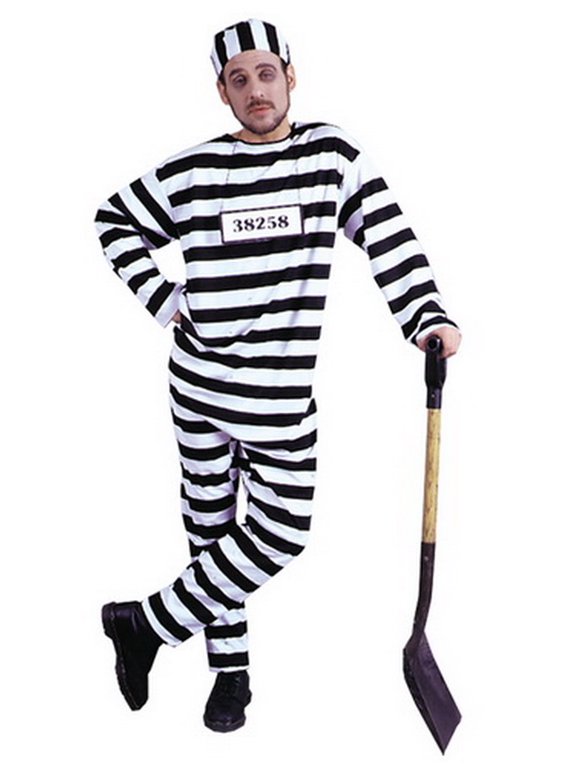 Convict Men's Halloween Fancy-Dress Costume for Adult, One Size