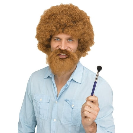 Fun World Costumes Groovin Ross Wig Brown Curly Disco Wig for Adults Funny Retro Costume Accessory for Halloween, Parties & Cosplay