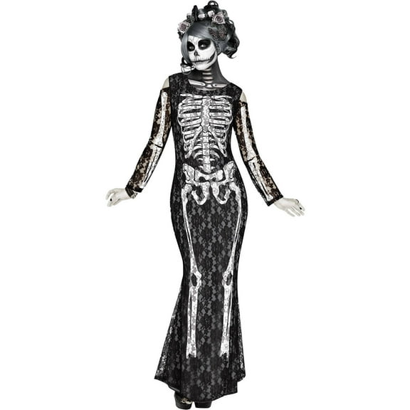 Fun World Costumes Lacy Bones Women's Halloween Fancy-Dress Costume for Adult, Men S (4-6)