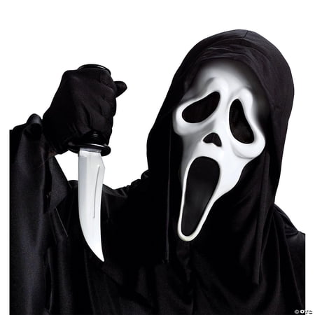 Fun World Costumes White Plastic Halloween Ghost Face Costume Mask, with Knife for Adult
