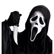 Fun World Costumes White Plastic Halloween Ghost Face Costume Mask, with Knife for Adult
