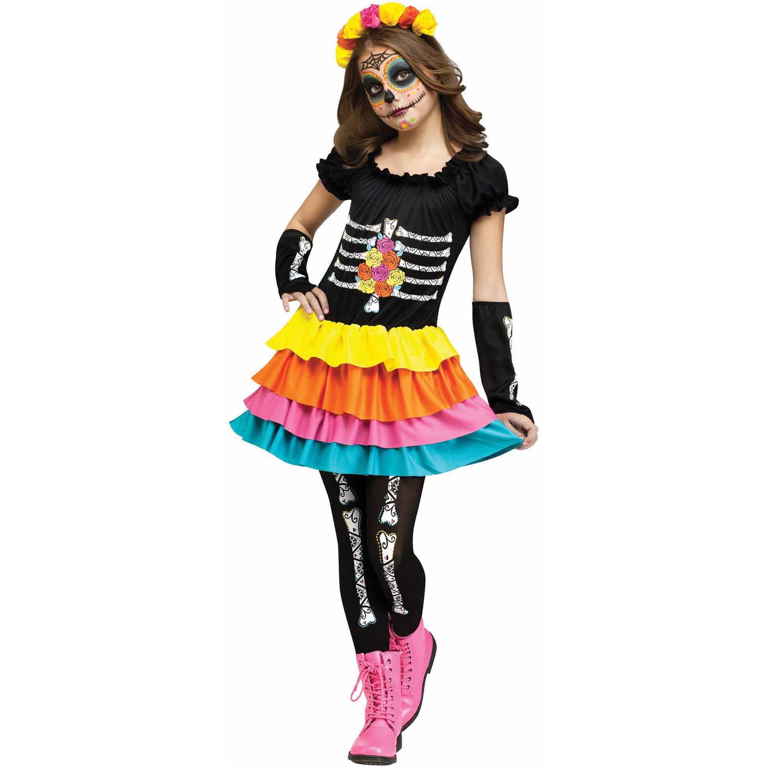 Day of the Dead Girl Childrens Costume Day of the Dead Girl Childrens Costume