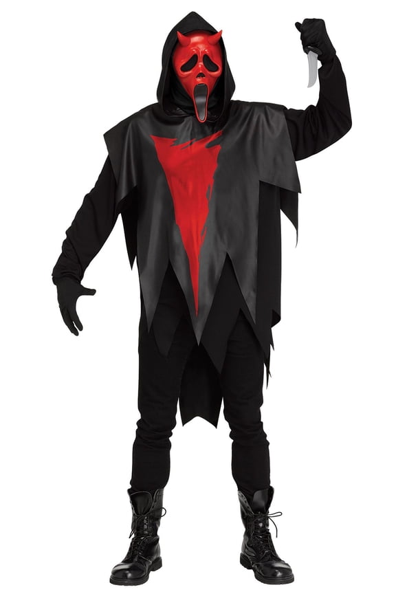 Devil Face Fancy-Dress Costume for Adults with Robe, Tunic, and Mask, Adult Size M