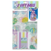 Fun World Easter Eggs Transparent Cello 24" Gift Bags With Tags & Ribbon, 2 Pack