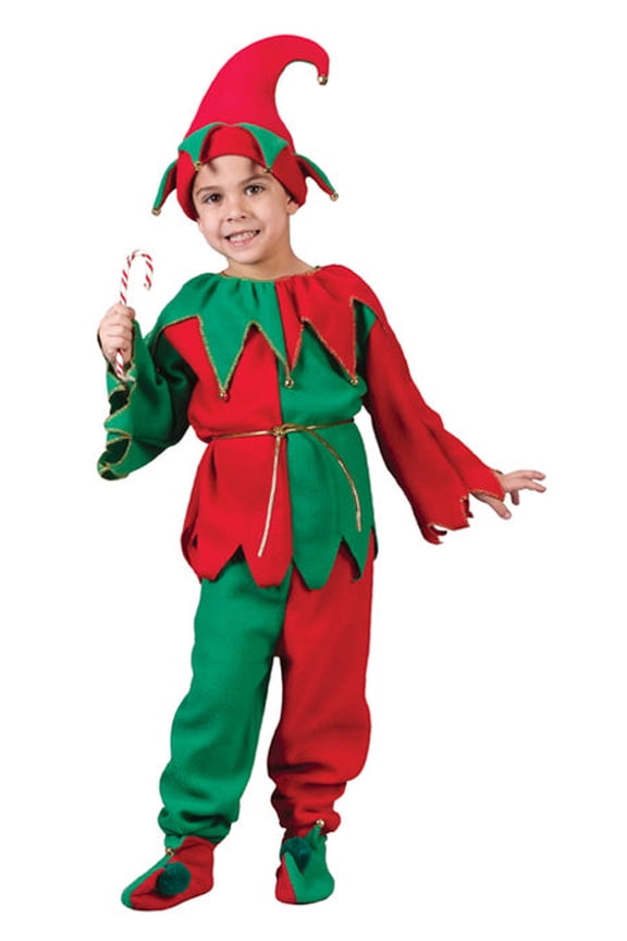 Elf Costume for Children with Felt Tunic and Bells, Kids 4-6 Years