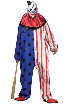 Evil Clown Adult Men's Costume Jumpsuit and Mask Standard Size