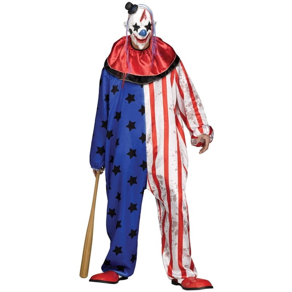 Fun World Evil Clown Adult Men's Costume Jumpsuit and Mask Standard Size