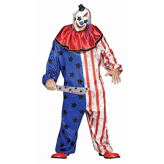 Fun World Evil Clown Adult Men's Costume Jumpsuit and Mask Standard Size