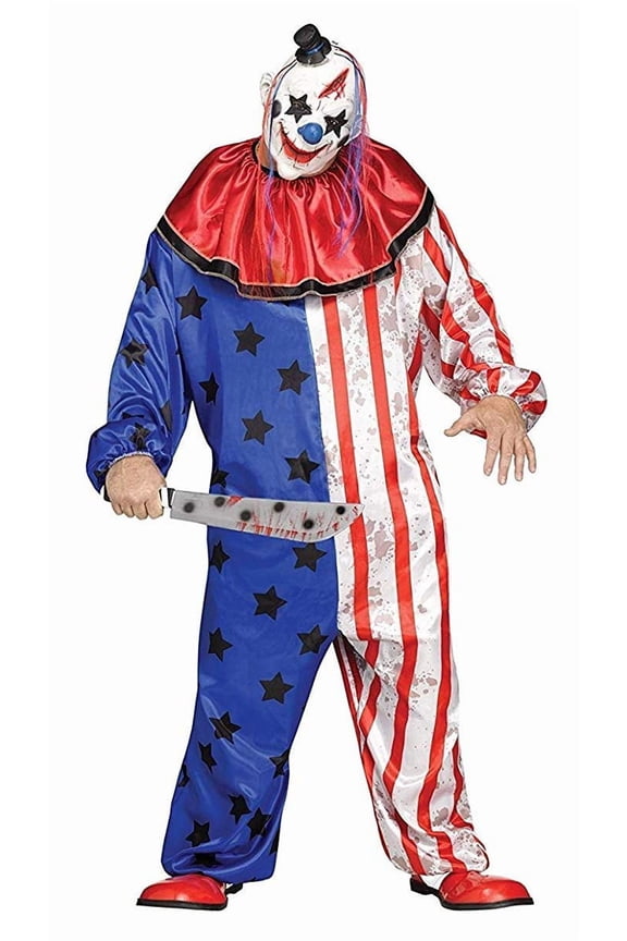 Evil Clown Adult Men's Costume Jumpsuit and Mask Standard Size