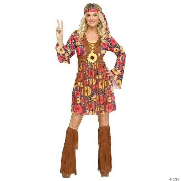 Fun World FW127334ML Adult Flower Power Hippie Costume - Medium-Large 10-14
