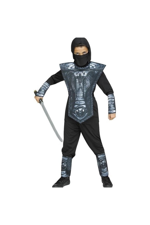 FW137252SL Child Silver Cobra Ninja Costume, Large 12-14