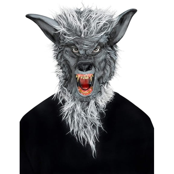 Fun World FW8546GW Adult Werewolf Monster Fur Covered Mask, Gray - One Size
