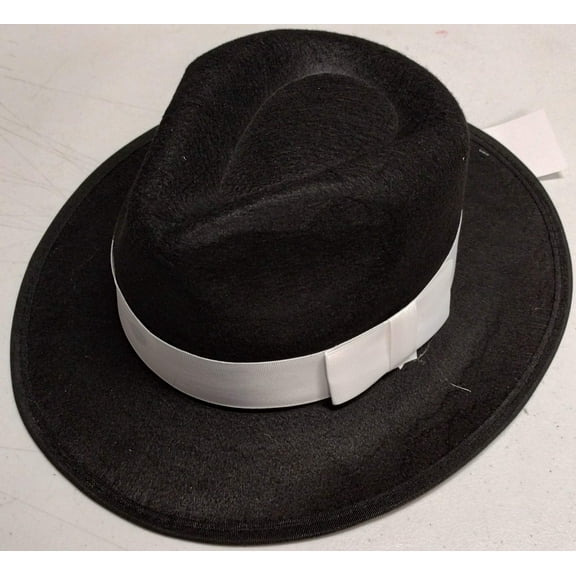 Fun World FW90006FKK Adults Black Polyester Fedora Hat with Black Ribbon Costume Accessory