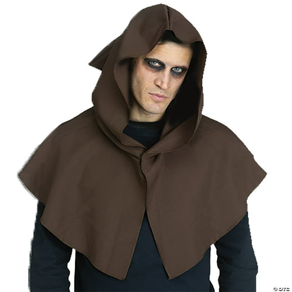 Fun World FW90684BR Adult Hooded Capelet, Brown