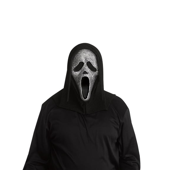 Fun World Officially Licensed Ghost Face Crystal Bling Mask Costume Accessory, Silver