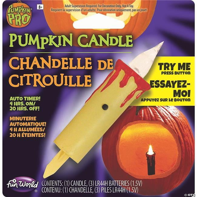 Yellow Flameless Pumpkin Candle with Auto Timer