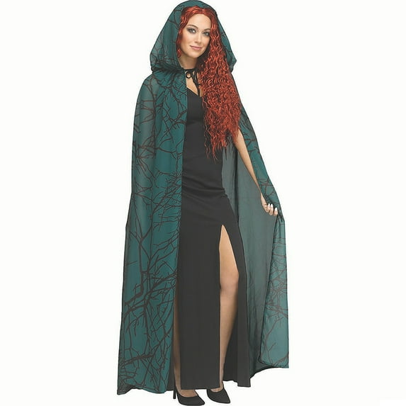 Fun World FW96821G Adults Green Forest Polyester Hooded Cape Costume Accessory