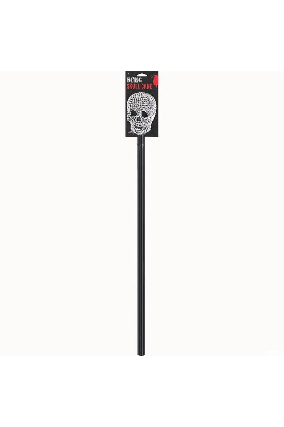 Fun World FW96893SC 36 in. Rhinestone Bling Plastic Skull Cane Costume Accessory