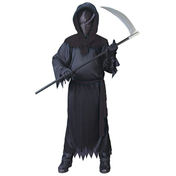 Fun World Faceless Black Phantom Reaper Boy's Halloween Fancy-Dress Costume for Child, L (12-14)