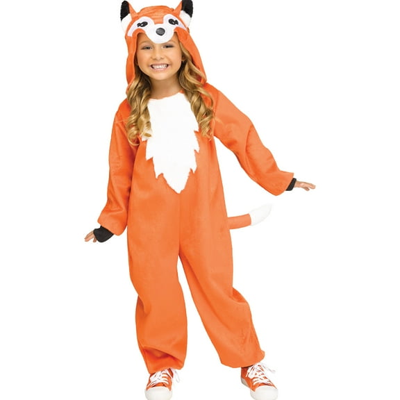 Fun World Fox Jumpsuit Halloween Fancy-Dress Costume for Child, Little Girls S (4-6)