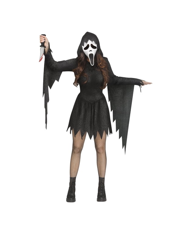 Women's Ghost Face Black Glitter Costume | Scream Costumes