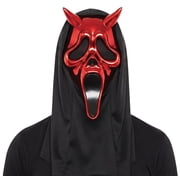 Fun World Ghost Face Adult Chrome Devil Face Mask, One Size Fits Most, Red