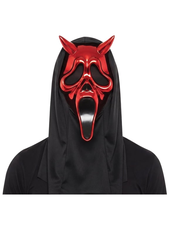Ghost Face Adult Chrome Devil Face Mask, One Size Fits Most, Red