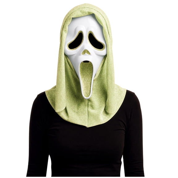 Fun World Ghost Face Adult Glitter Mask, One Size Fits Most, Pistachio Green