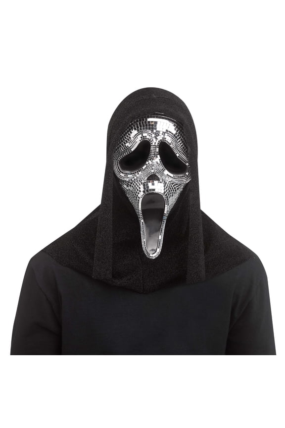Ghost Face Disco Mirror Mask Costume Accessory, Silver